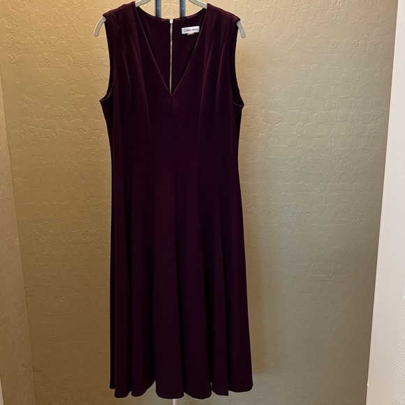 Calvin Klein Dresses & Skirts - Calvin Klein Deep Burgundy Fit to Flare Dress size 14